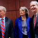 Sen. Lindsey Graham, R-S.C., left, Carol Tobias, president of the National Right to Life Committee, and Senate Minority Leader Mitch McConnell, R-Ky., talk before a news conference.